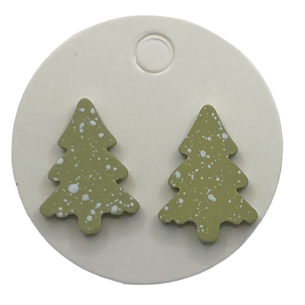 Mini Christmas Tree Polymer Clay Stud Earrings